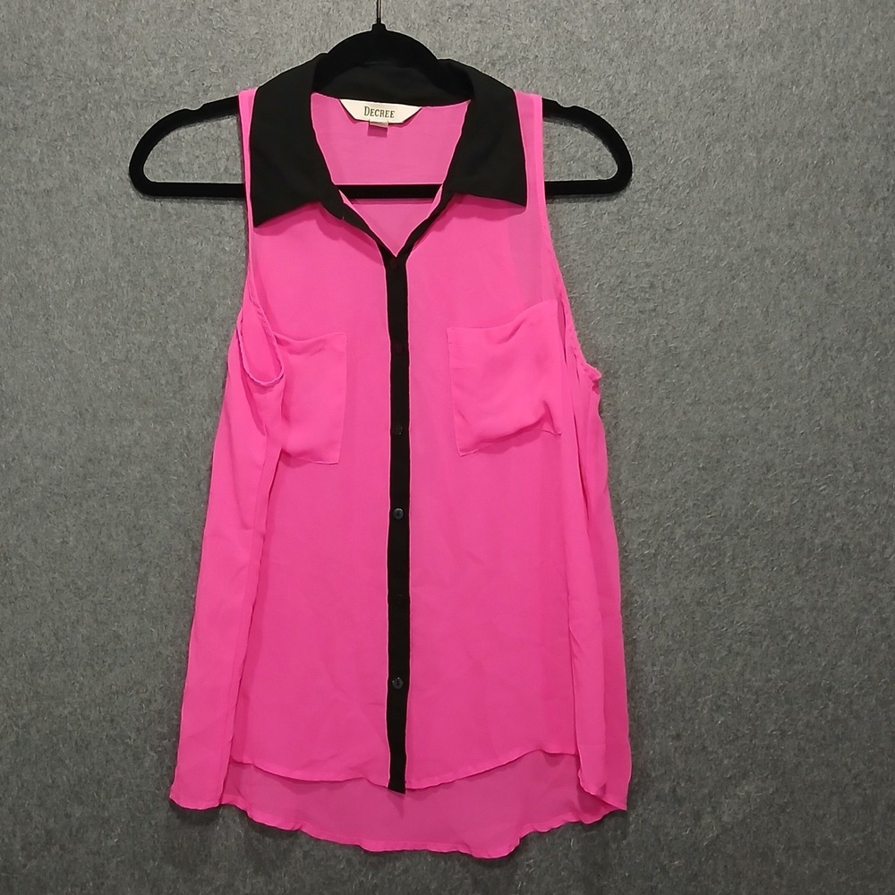 Decree M Neon Sheer Shell Tank Button Up Y2K Clubwear Business Casual
